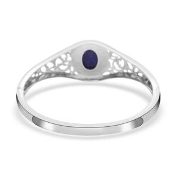 Black Howlite (Oval 19x14 mm) Bangle Bracelet in Stainless Steel (7.00 In) - Picture 4 of 4